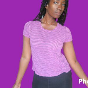 Zella stripe striped stripes short sleeve short sleeves t-shirt in pink black L